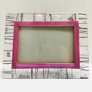 Vintage Terragraphics Fused Glass Picture Frame Made in Taiwan